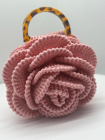 Handmade Rose Crochet Bag Women, Flower Knitted Purse Handbag
