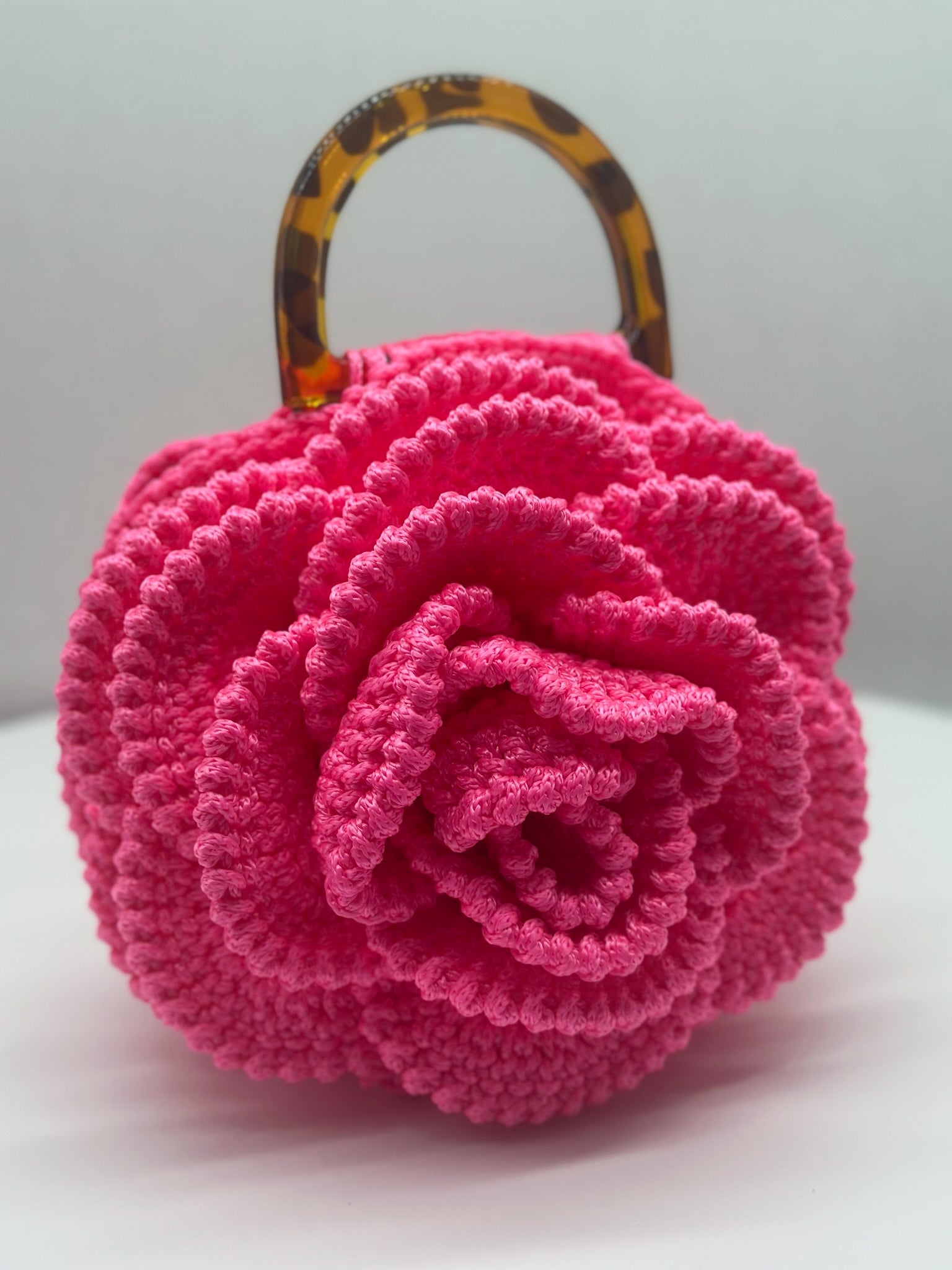 Handmade Rose Crochet Bag Women, Flower Knitted Purse Handbag