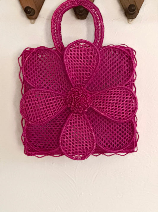 Crochet Flower Iraca Palm Bags,  Crochet Tote Bag,   Handmade Bag Colombian Bag, Sustainable Purse