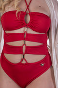 Red One Piece Sexy Swimsuits, One Piece Luxury Bathing Suit, Resort Beachwear
