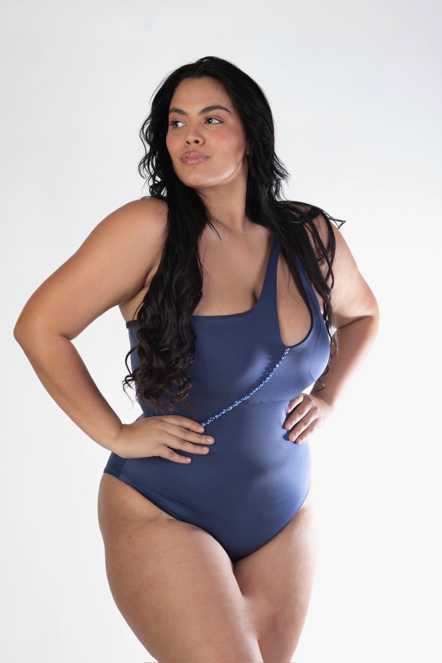 BodySuit Shiny Asymmetrical One Piece Swimsuit