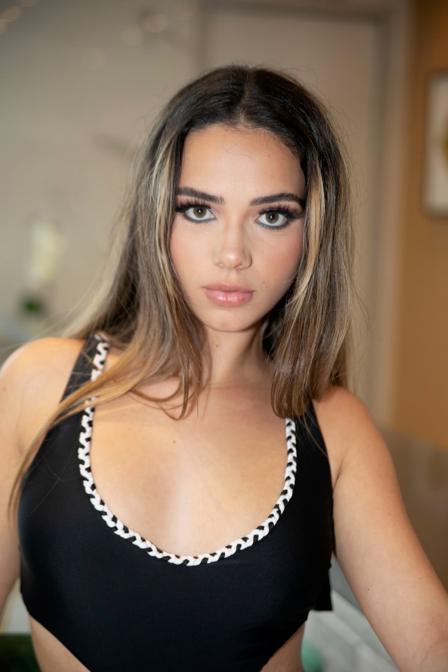 Black and White Monokini One Piece Swimsuit