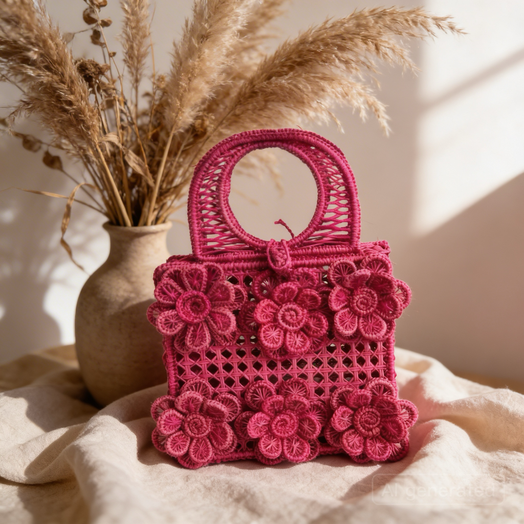 Handmade Straw Small Handbag, Colombian Iraca Palm Purse, Eco Friendly Straw Craft Flower Bag (Copy)