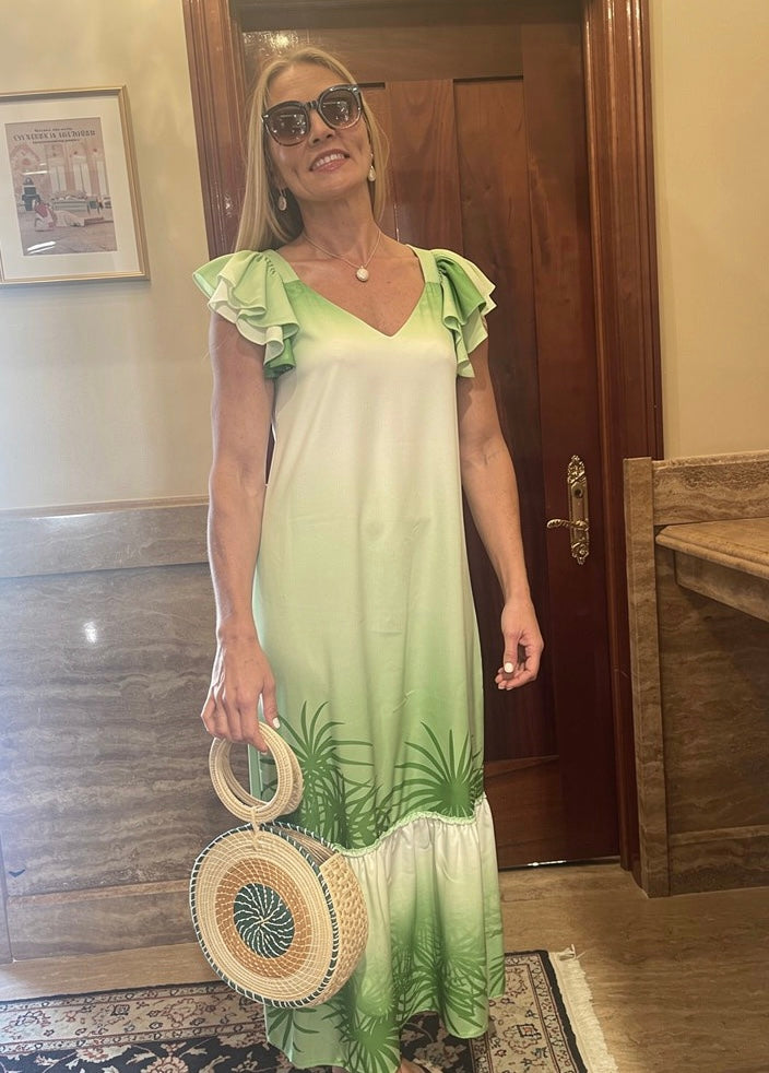 Tie Dye Maxi Dress with Pockets for Women, Ombre Boho Casual Summer Dress, Flowy Beach Vacation Dress, Gift for Her, Plus Size Available