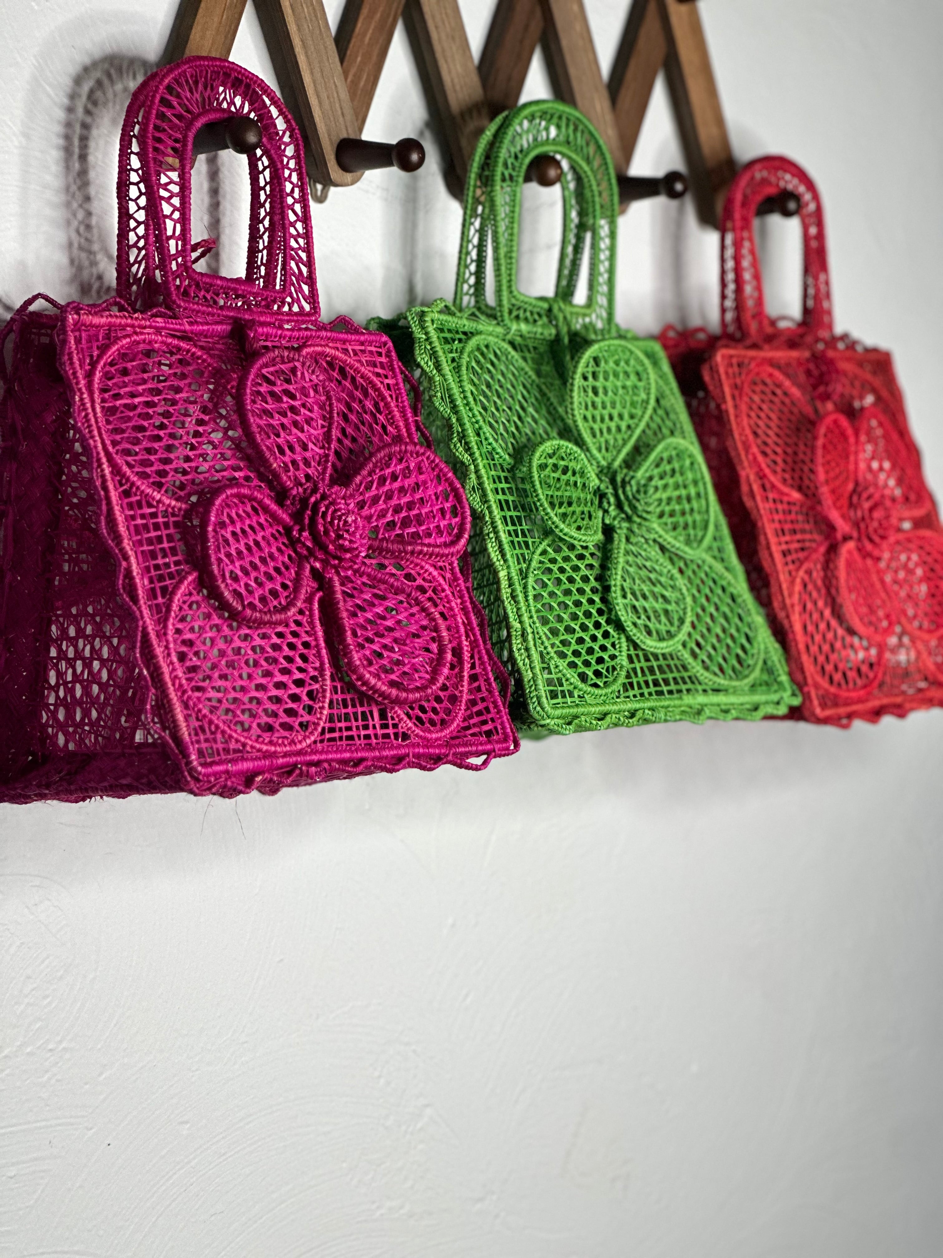 Crochet Flower Iraca Palm Bags,  Crochet Tote Bag,   Handmade Bag Colombian Bag, Sustainable Purse