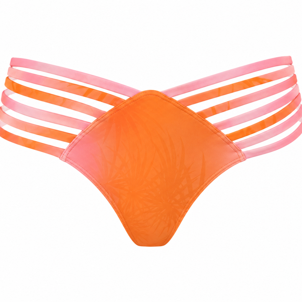 Hawaii Sunset Degradé Crisscross Multi-Strap Cheeky Bikini Bottom