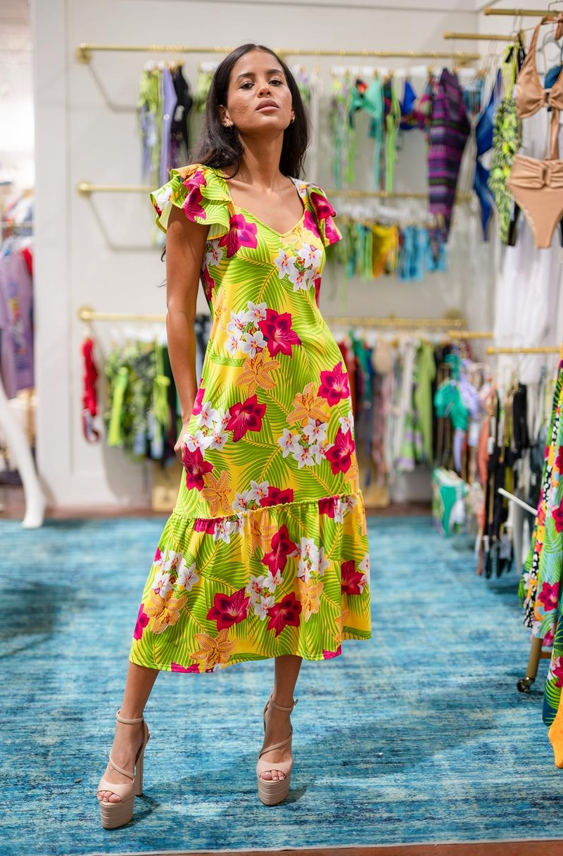 Floral Maxi Dress with Pockets, Boho Button Down Long Dress for Women, Tropical Print Summer Dress, Beach Resort Vacation Wear
