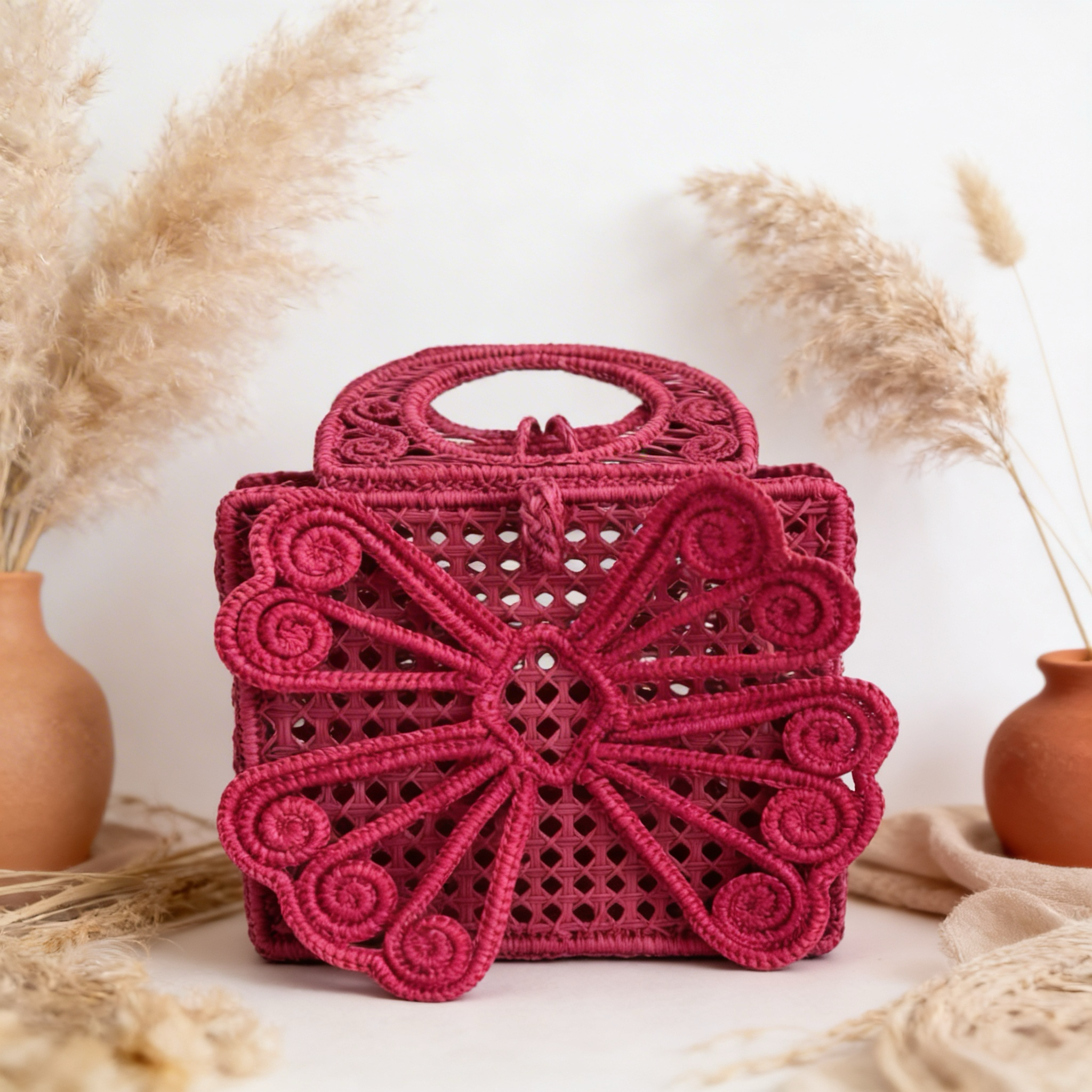 Small Crochet Butterfly Iraca Palm Bags, Eco-friendly Crochet Handbag, Handmade Colombian Raffia Bag, Sustainable Straw Purse