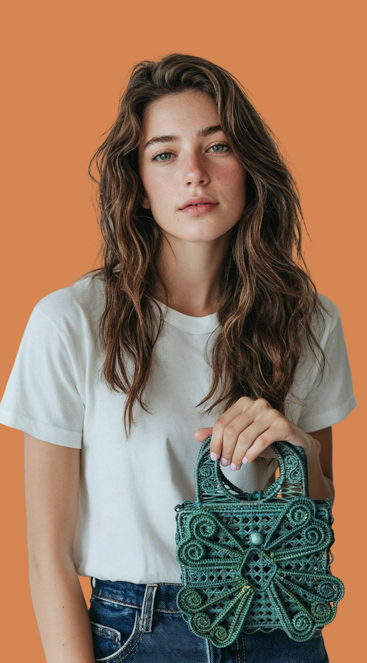 Small Crochet Butterfly Iraca Palm Bags, Eco-friendly Crochet Handbag, Handmade Colombian Raffia Bag, Sustainable Straw Purse