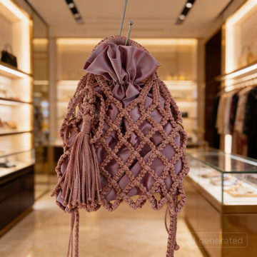 Handmade Macrame Fishnet Bag, Unique Luxury Handbag,  Handle top Small Macrame Purse