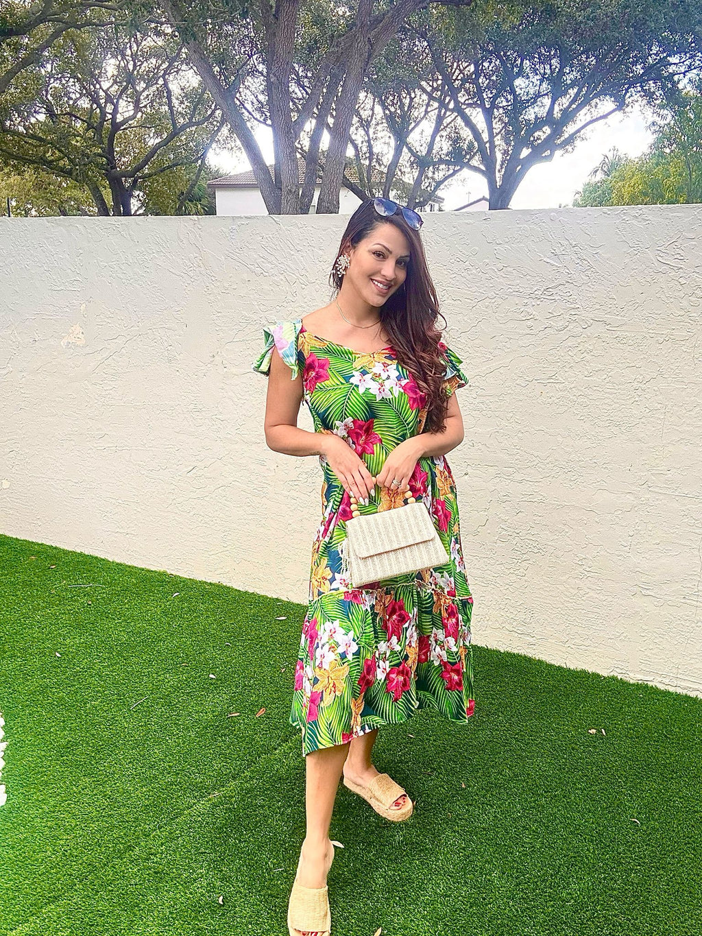 Floral Maxi Dress with Pockets, Boho Button Down Long Dress for Women, Tropical Print Summer Dress, Beach Resort Vacation Wear
