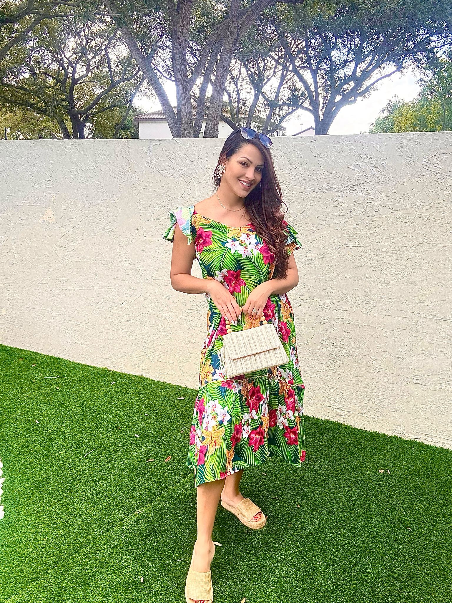 Floral Maxi Dress with Pockets, Boho Button Down Long Dress for Women, Tropical Print Summer Dress, Beach Resort Vacation Wear