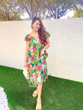 Floral Maxi Dress with Pockets, Boho Button Down Long Dress for Women, Tropical Print Summer Dress, Beach Resort Vacation Wear