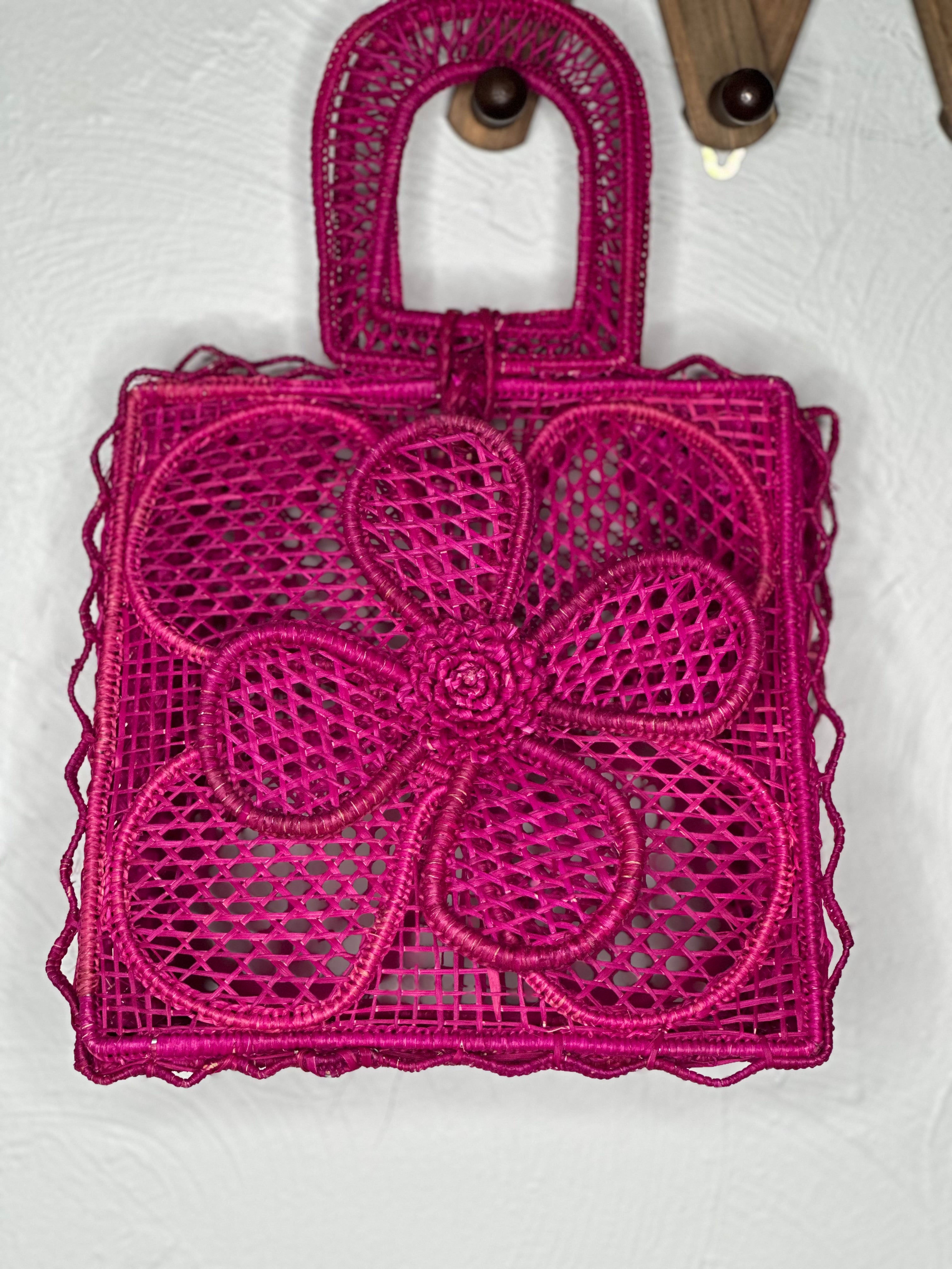 Crochet Flower Iraca Palm Bags,  Crochet Tote Bag,   Handmade Bag Colombian Bag, Sustainable Purse