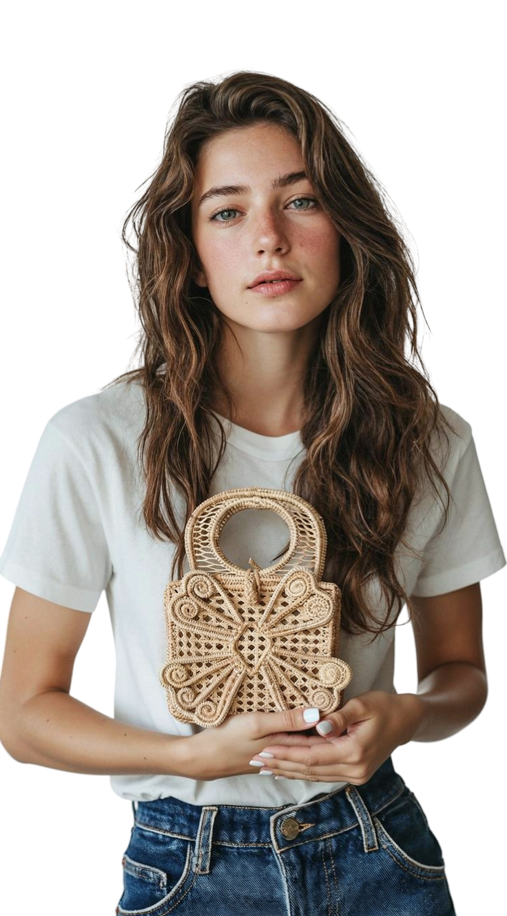 Small Crochet Butterfly Iraca Palm Bags, Eco-friendly Crochet Handbag, Handmade Colombian Raffia Bag, Sustainable Straw Purse
