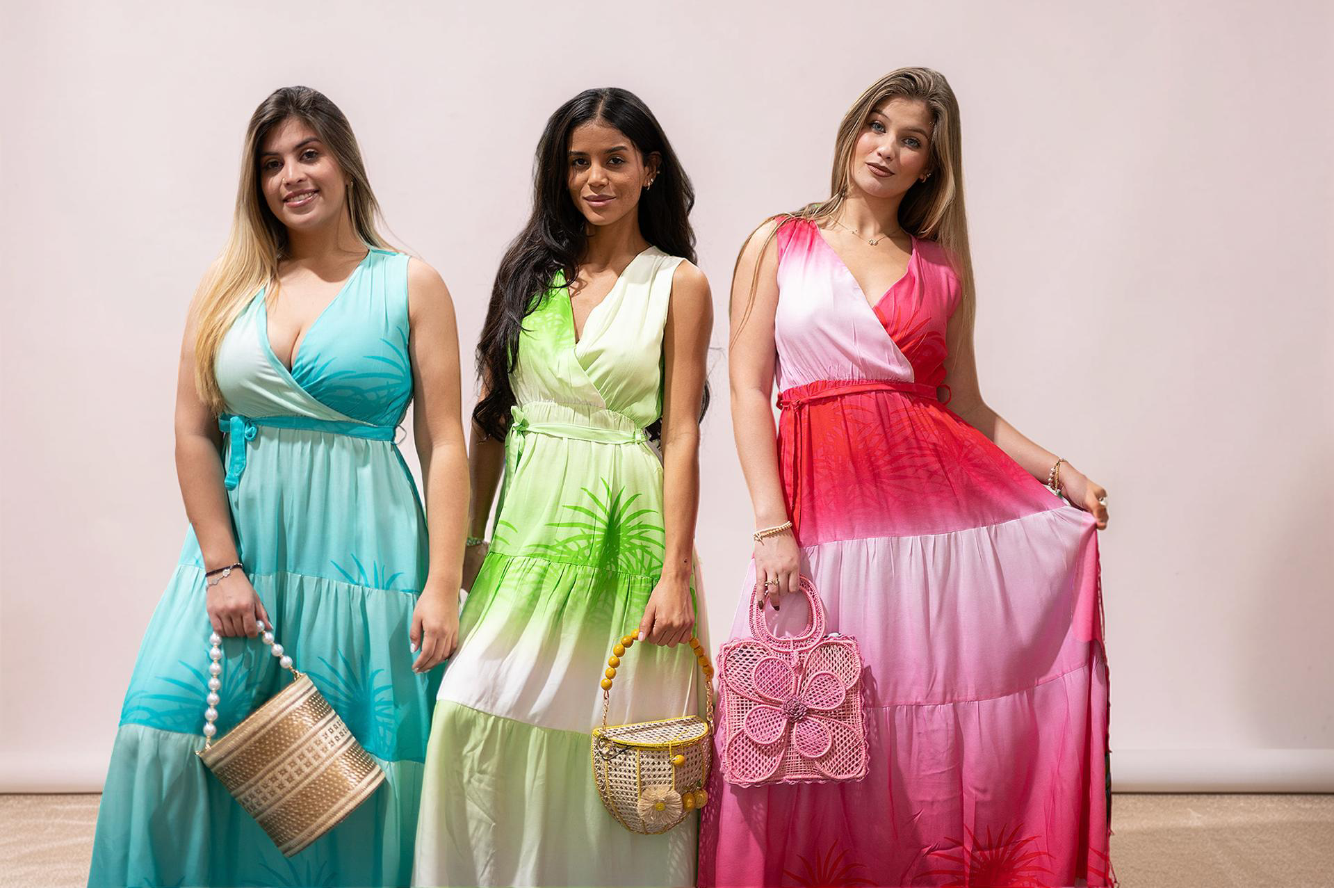 Ombre Midi Dress Women with Belt, Viscose Wrap Dress with Pocket, Summer Resort Wear, Gradient Sleeveless Dress