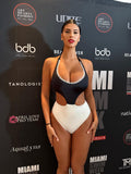 Black and White Monokini One Piece Swimsuit