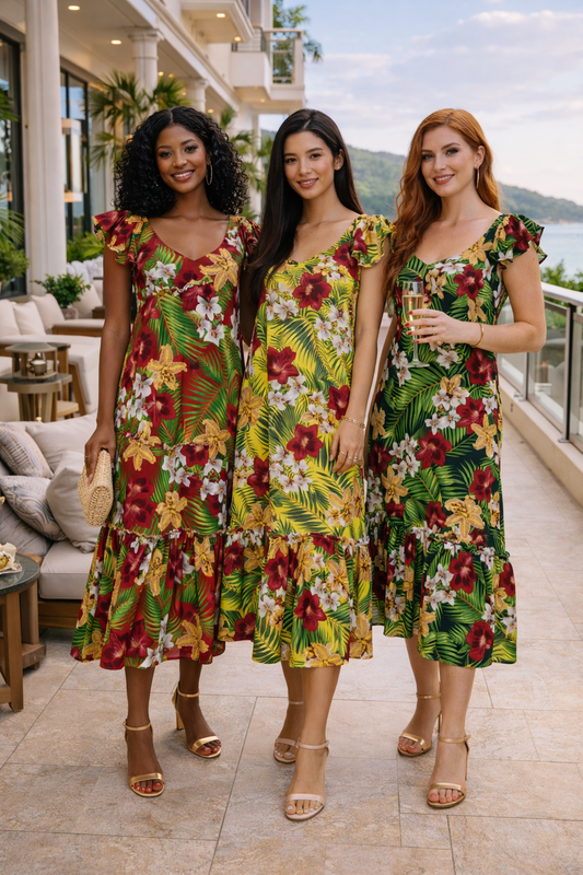 Floral Maxi Dress with Pockets, Boho Button Down Long Dress for Women, Tropical Print Summer Dress, Beach Resort Vacation Wear