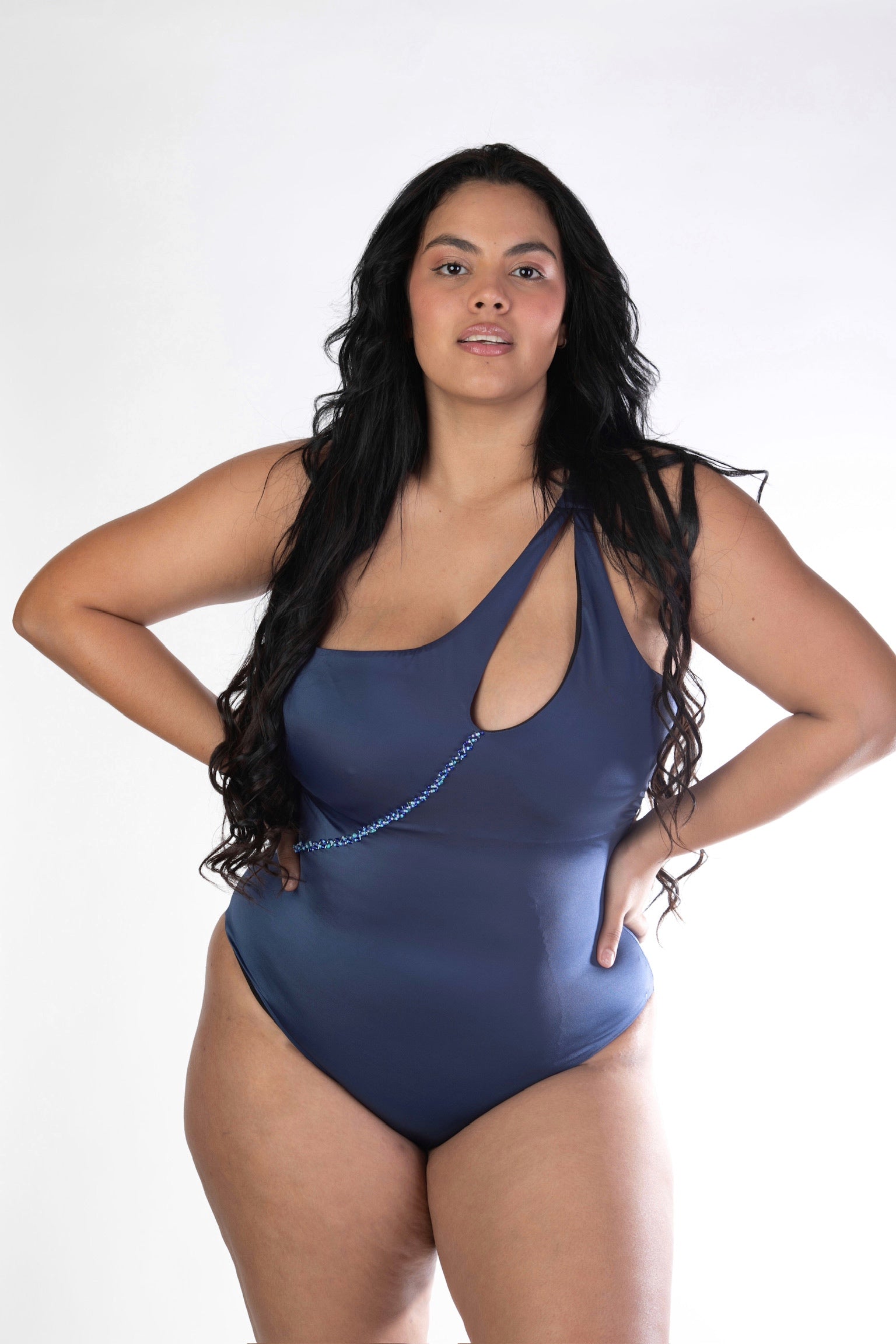 BodySuit Shiny Asymmetrical One Piece Swimsuit