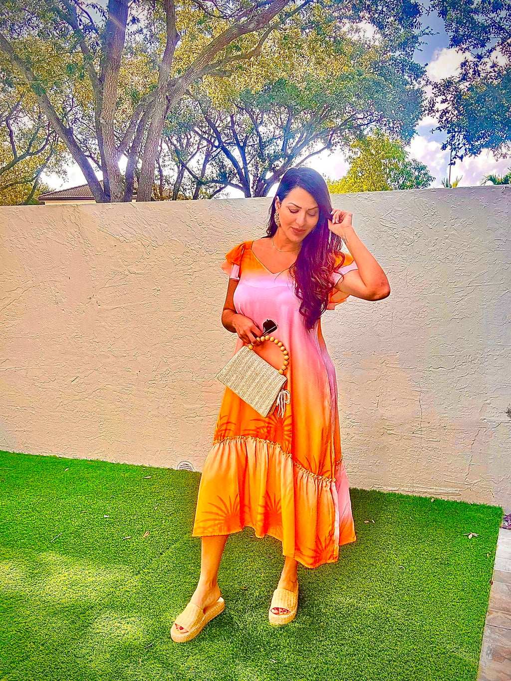 Tie Dye Maxi Dress with Pockets for Women, Ombre Boho Casual Summer Dress, Flowy Beach Vacation Dress, Gift for Her, Plus Size Available