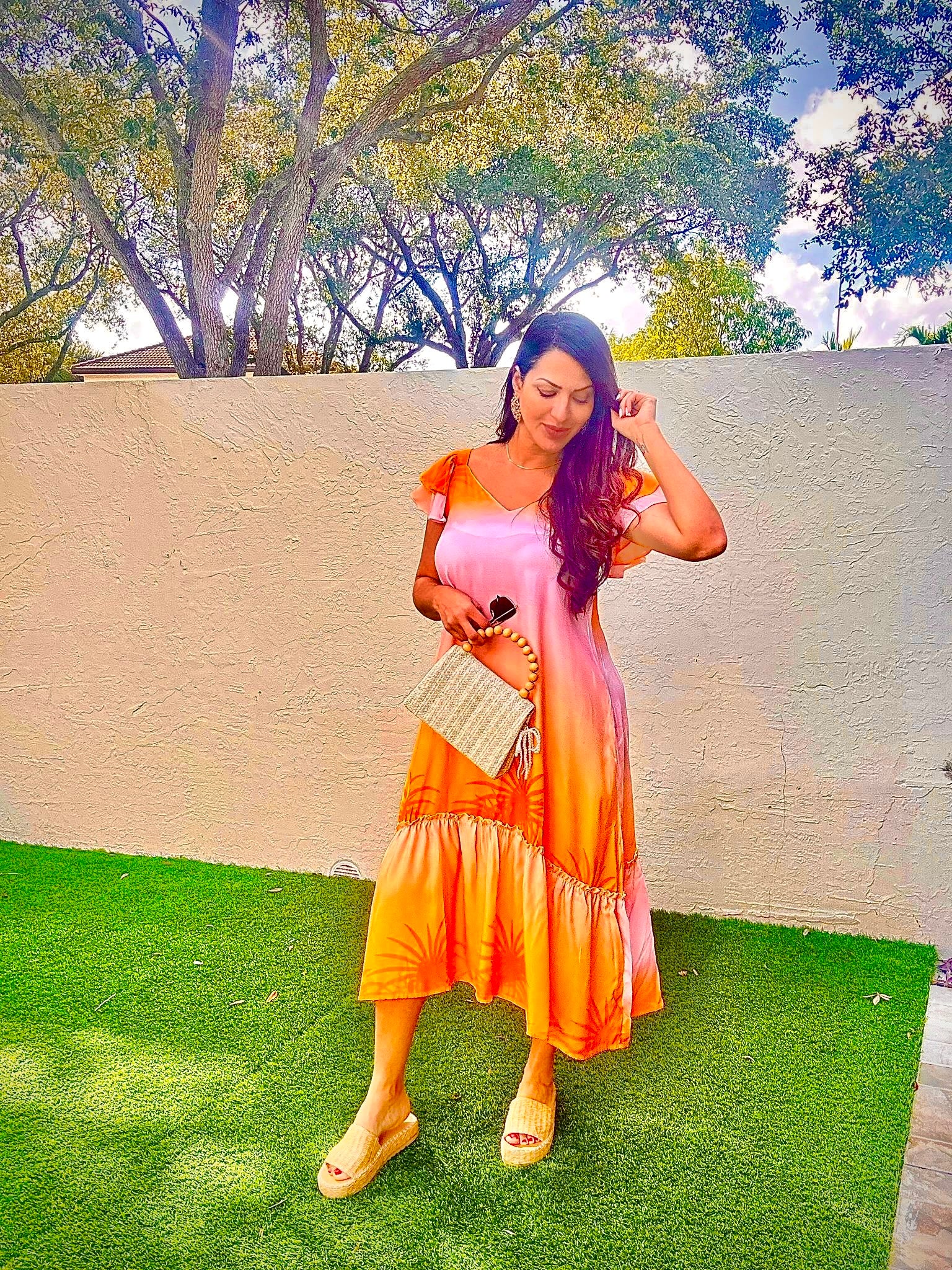 Tie Dye Maxi Dress with Pockets for Women, Ombre Boho Casual Summer Dress, Flowy Beach Vacation Dress, Gift for Her, Plus Size Available