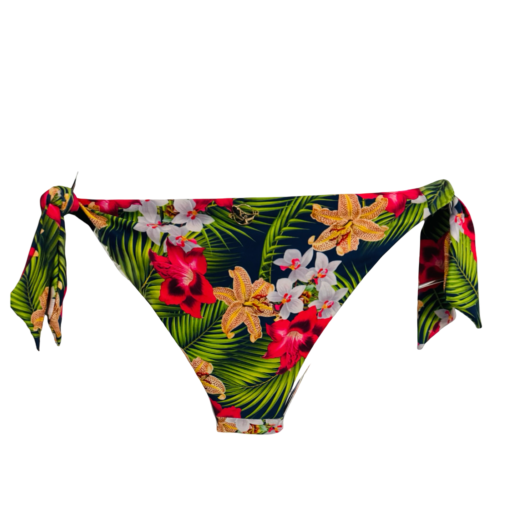 Hawaii Tropical Floral Bikini Bottom Moderate Coverage, Tie Side Bottom