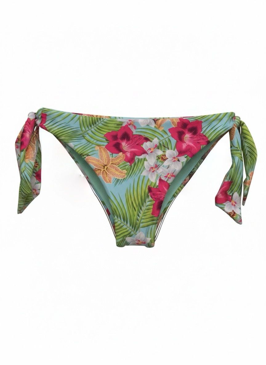 Hawaii Tropical Floral Bikini Bottom Moderate Coverage, Tie Side Bottom