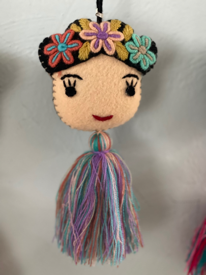 Frida Tassel, Frida Khalo Tassel, Tassels Bags, Embroidered Tassel, Pom Pom Bag,