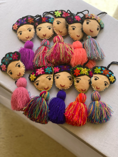Frida Tassel, Frida Khalo Tassel, Tassels Bags, Embroidered Tassel, Pom Pom Bag,