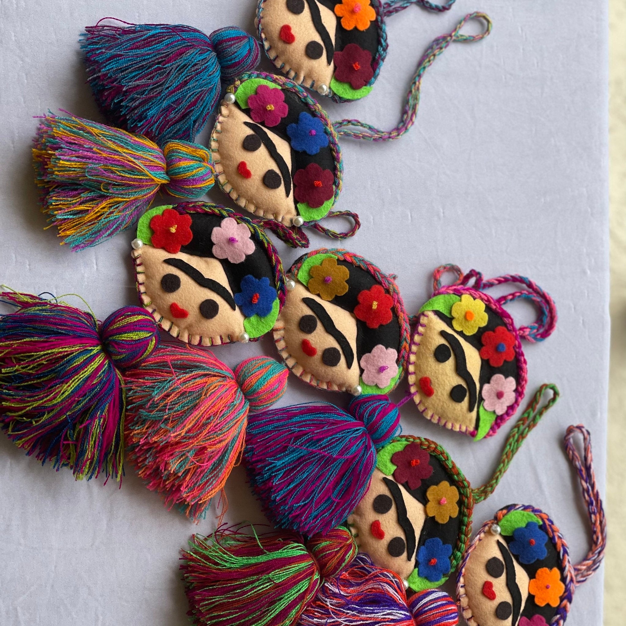 Frida Tassel, Pom Pom Bag, Mexican Tassel, Frida Kahlo Gift, Mexican Pom Pom