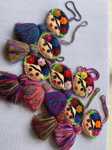 Frida Tassel, Pom Pom Bag, Mexican Tassel, Frida Kahlo Gift, Mexican Pom Pom